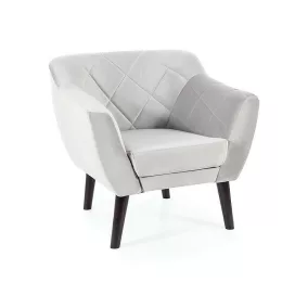 Karo Velvet Bársony Fotel Világosszürke Wenge Lábakkal