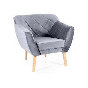 Karo Velvet Bükkfa Fotel Szürke Bársony Kárpitozással