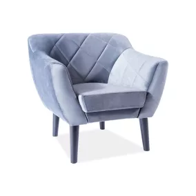 Karo Velvet Luxus Fotel Szürke Bársony Wenge Lábakkal