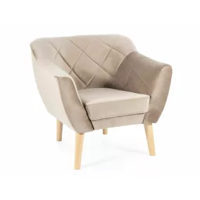   Karo 1 Velvet Bükk Fotel Sötét Bézs Bársony Kárpitozással