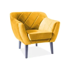 Karo Velvet Luxus Fotel Curry Bársony Wenge Lábakkal