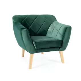 Karo Velvet Bükk Fotel Zöld Bársony Kárpitozással