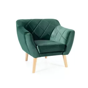 Karo Velvet Bársony Fotel Wenge Lábakkal Zöld