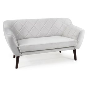   Karo Elegance Kétszemélyes Bársony Kanapé Világosszürke Wenge Lábakkal