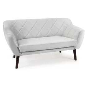   Karo Elegance Kétszemélyes Bársony Kanapé Világosszürke Wenge Lábakkal