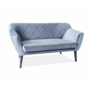   Karo Elegance Kétszemélyes Bársony Kanapé Szürke Wenge Lábakkal