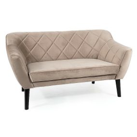   Karo Elegance Kétszemélyes Bársony Kanapé Sötétbézs Wenge Lábakkal