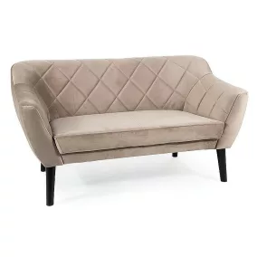   Karo Elegance Kétszemélyes Bársony Kanapé Sötétbézs Wenge Lábakkal
