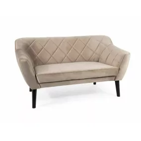   Karo Elegance Kétszemélyes Bársony Kanapé Sötétbézs Wenge Lábakkal