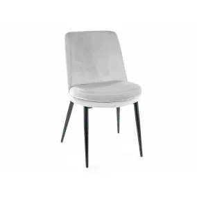   Kayla Velvet Világosszürke Bársony Étkezőszék Fekete Fém Lábakkal
