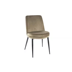   Kayla Bluvel Olívazöld Bársony Étkezőszék Fekete Fém Vázzal
