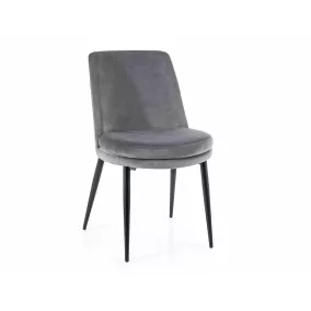   Kayla Velvet Bársony Étkezőszék Szürke Fekete Fém Vázzal