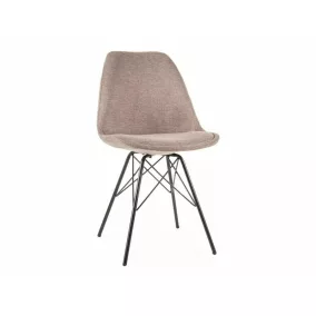   Ken Brego Modern Étkezőszék Bézs Szövet Fekete Fém Vázzal