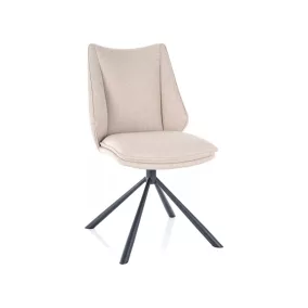   Kenzie Bjorn Forgó Étkezőszék Világos Bézs Szövet Fekete Fém Vázzal