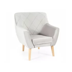   Kier Elegance Bükk Fotel Bársony Világosszürke Rombusz Steppelt