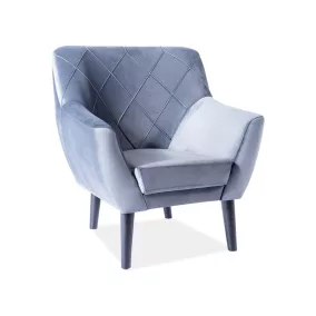 Kier Velvet Luxus Fotel Bársony Szürke Rombusz Steppelt