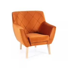 Kier Velvet Fahéj Bársony Fotel Bükkfa Lábakkal