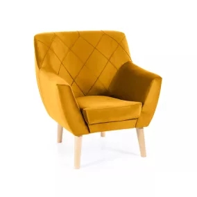 Kier Velvet Bükk Fotel Mustársárga Bársony Steppelt
