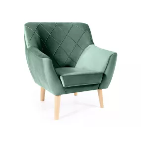 Kier Elegance Bükk Bársony Fotel Zöld Rombusz Steppelt