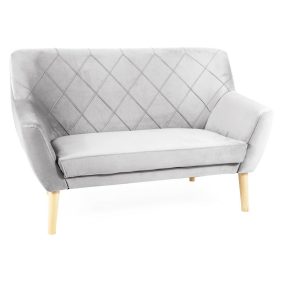   Kier Elegance Kétszemélyes Bükk Bársony Kanapé Világosszürke Rombusz Steppelt