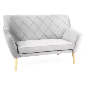   Kier Elegance Kétszemélyes Bükk Bársony Kanapé Világosszürke Rombusz Steppelt