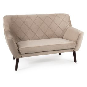   Kier Velvet Kétszemélyes Bársony Kanapé Sötétbézs Wenge Rombusz Steppelt