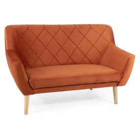   Kier Elegance Kétszemélyes Bükk Bársony Kanapé Fahéjbarna Rombusz Steppelt