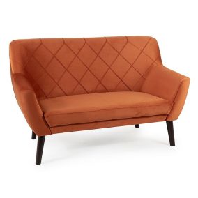   Kier Luxus Kétszemélyes Bársony Kanapé Fahéj Rombusz Steppelt