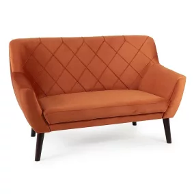   Kier Luxus Kétszemélyes Bársony Kanapé Fahéj Rombusz Steppelt