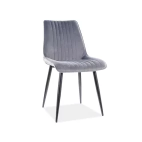 Kim Velvet Bordázott Bársony Szék Szürke Fekete Vázzal