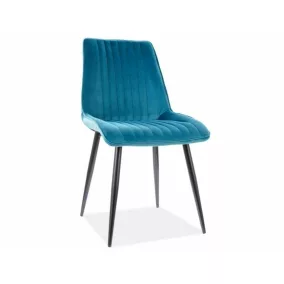   Kim Velvet Türkiz Bársony Étkezőszék Fekete Fém Lábakkal
