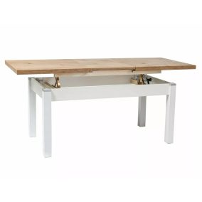   Kleopatra Állítható Magasságú Lancelot Tölgy Étkezőasztal Fehér Vázzal