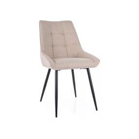   Klif Bjorn Elegáns Étkezőszék Világos Bézs Szövet Fekete Fém Vázzal