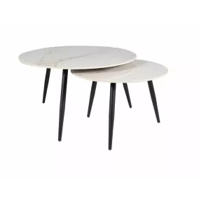   Kora D Márvány Hatású Kerámia Dohányzóasztal Szett Fehér-Fekete