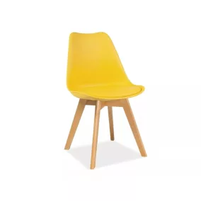   Kris Modern Bükkfa Szék Sárga Műanyag-Műbőr Ülőfelülettel