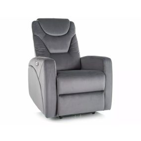  Kronos Velvet Elektromos Relaxációs Fotel USB Csatlakozóval Szürke