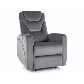   Kronos Velvet Elektromos Relaxációs Fotel USB Csatlakozóval Szürke