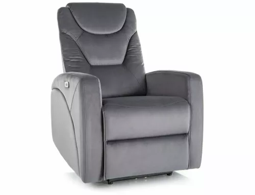 Kronos Velvet Elektromos Relaxációs Fotel USB Csatlakozóval Szürke
