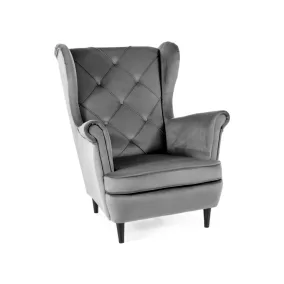 Lady Velvet Luxus Füles Fotel Bársony Szürke Steppelt
