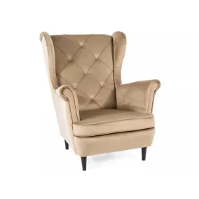 Lady Velvet Luxus Füles Fotel Bézs Bársony Steppelt