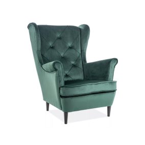 Lady Velvet Luxus Füles Fotel Bársony Zöld Steppelt