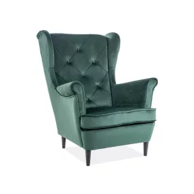 Lady Velvet Luxus Füles Fotel Bársony Zöld Steppelt