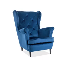 Lady Velvet Királyi Kék Bársony Füles Fotel