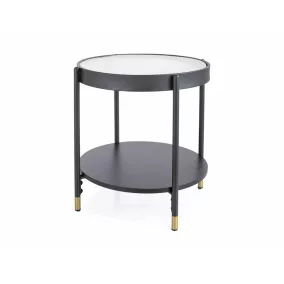 Laguna Kerek Üveg Dohányzóasztal Átlátszó Fekete Matt