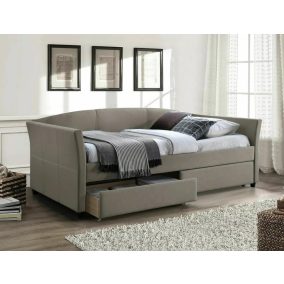   Lanta Velvet Bársony Egyszemélyes Ágy Fiókos Sötét Bézs