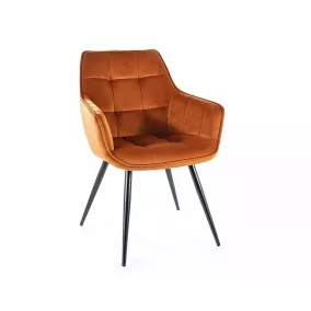   Lilia Velvet Fahéjbarna Bársony Étkezőszék Fekete Fém Lábakkal