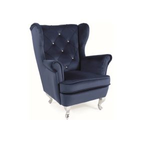   Lili Bluvel Királyi Kék Bársony Gyermekfotel Ezüst Lábakkal