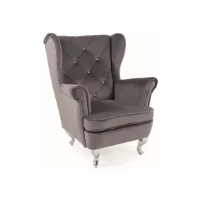 Lili Elegance Gyermek Fotel Bársony Szürke Steppelt