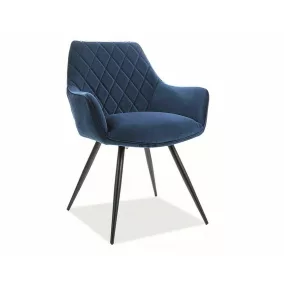   Linea Velvet Bársony Étkezőszék Tengerészkék Steppelt Karfás