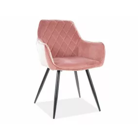   Linea Velvet Antik Rózsaszín Bársony Étkezőszék Fekete Fém Lábakkal